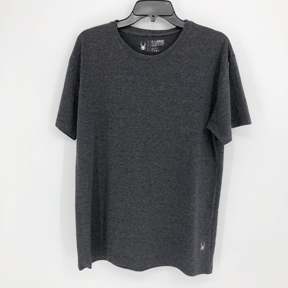 Spyder Mens Tshirt XL Gray Stretch Round Neck Short Sleeve Pullover Tee - Picture 1 of 5